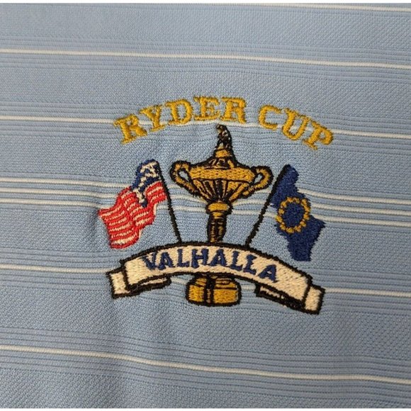Nike Golf Mens Polo Shirt 2XL Ryder Cup Valhalla Dri-Fit Light Blue Short Sleeve - Picture 3 of 5